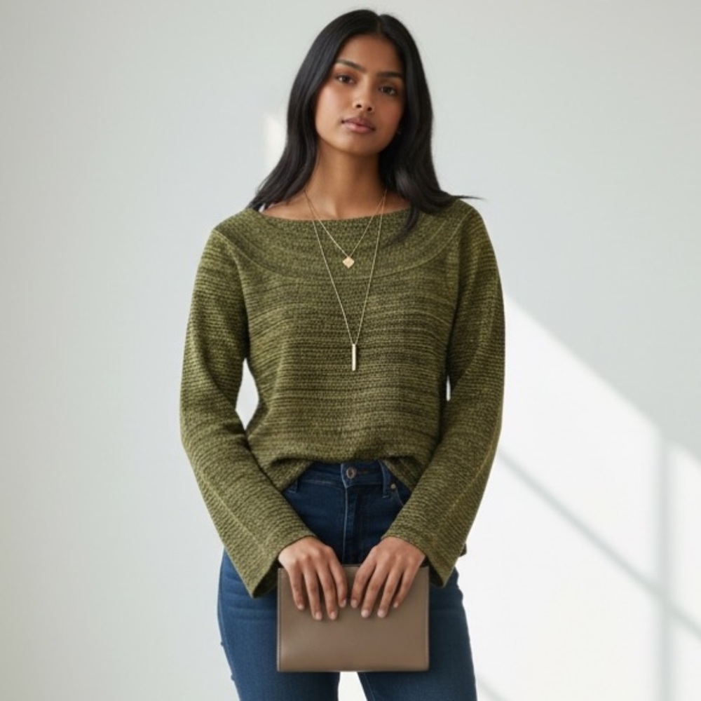 Vintage Olive Green Crew Neck Sweater